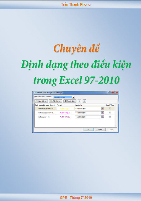 Định dạng theo điều kiện trong Excel 97-2010