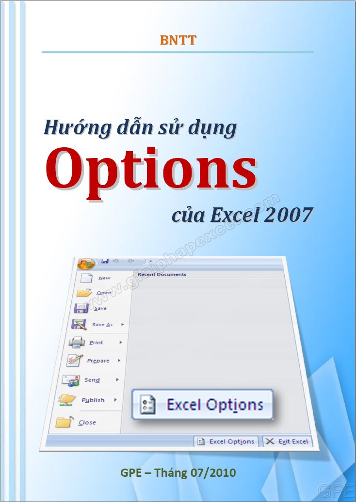 Hướng dẫn sử dụng Options của Excel 2007 Phần 1